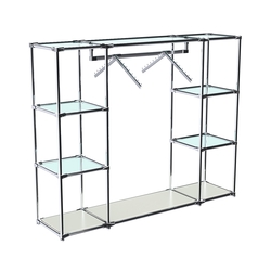 Хромированный стенд-вешало TD-47 №1-1 Хром (с прозрачными полками стекло 6мм), Белый