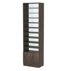 Стеллаж из ДСП с 9-ю полками 350x600 мм серии LEVEL-9 №6-1 (З/C - СТЕКЛО), Дуб Венге