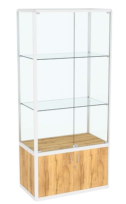 Витрина из профиля №2 (метровая) (задняя стенка - стекло), Дуб Золотистый