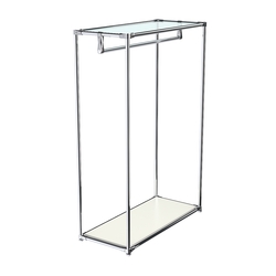 Хромированный стенд-вешало TD-10 №1-1 с полкой стекло 6мм (прозрачное), Белый