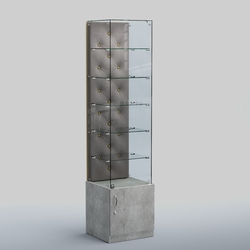 Высокая стеклянная витрина КАПИТОНЕ №506, Метрополитан Грей+15 Silver
