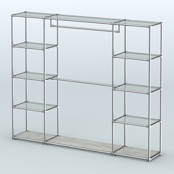 Торговая система ХРОМ без ДСП 2430 мм с прозрачными полками и поручнями №3, Метрополитан Грей