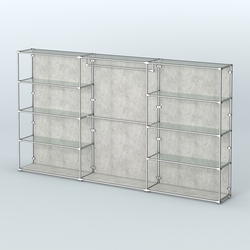 Торговая система ХРОМ (задняя стенка - ДСП) 3600 мм с прозрачными полками и поручнями №1, Метрополитан Грей