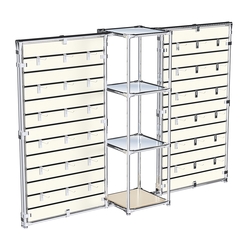 Хромированное вешало ЩИТ №2-4 с зеркальными полками 4мм, Крем Вайс