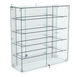 Витрина настенная НЕО №4-3 с зеркалом и четырьмя полками, Серый