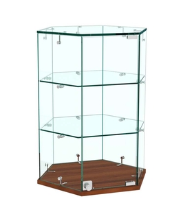 Витрина Истра настольная шестигранная №7 (прозрачная), Орех