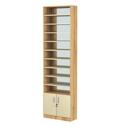 Стеллаж из ДСП с 9-ю полками 250x600 мм серии LEVEL-9 №4-2 (З/C - ЗЕРКАЛО), Дуб Золотистый и Крем Вайс