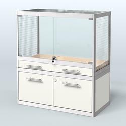 Витрина низкая для продажи средних млекопитающих в зоомагазин серии КУНЬИ-01, Белый