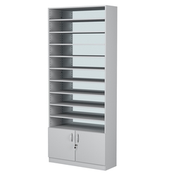 Стеллаж из ДСП с 9-ю полками 300x900 мм серии LEVEL-9 №12-2 (З/C - ЗЕРКАЛО), Серый