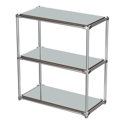 Хромированный стеллаж СТИЛЬ №3а-4 с блестящими полками из зеркал, Орех