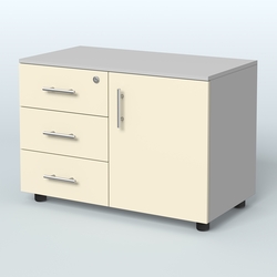 Тумба для оргтехники Види Вуд, цвет мокко + вяз, Серый + Крем Вайс