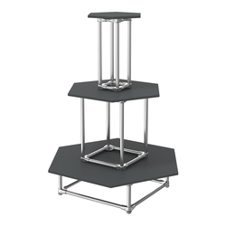 Торговый хромированный остров ПИРАМИДА №7 (полки ДСП 16мм), Антрацит