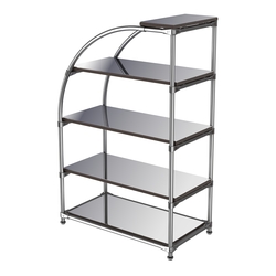 Хромированный стенд универсальный TD-06 (Т) с полками Зеркало 4мм, Дуб Венге