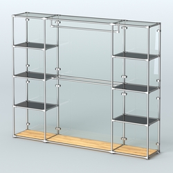 Торговая система ХРОМ (задняя стенка - стекло) 2430 мм с тонированными полками и поручнями №3, Дуб Золотистый