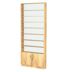 Стеллаж из ДСП с 7-ю полками 150x900 мм серии LEVEL-7 №9-1 (З/C - СТЕКЛО), Дуб Золотистый