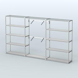 Торговая система ХРОМ без ДСП 3600 мм с полками ДСП и поручнями №6, Серый