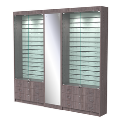 Комплект витрин под очки №10+1+10 (закрытый доступ), Ясень Анкор темный