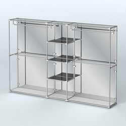 Торговая система ХРОМ (задняя стенка - зеркало) 3030 мм с тонированными полками и поручнями №4, Серый