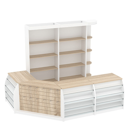 Комплект кассовой зоны с открытыми стеллажами средний №2, Белый + Дуб Сонома