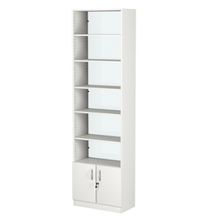 Стеллаж из ДСП с 5-ю полками 300x600 мм серии LEVEL-5 №5-1 (З/C - СТЕКЛО), Белый