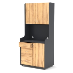 Офисная мини-кухня ЭЛЕГИЯ №4, Антрацит+Дуб Золотистый