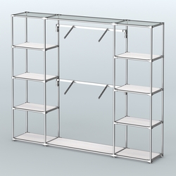 Торговая система ХРОМ без ДСП 2430 мм с полками ДСП и поручнями №7, Ясень Анкор светлый