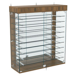 Витрина настенная НЕО №4А-4 с девятью полками и зеркалом, Орех