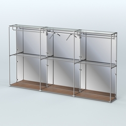 Торговая система ХРОМ (задняя стенка - зеркало) 3600 мм с поручнями №8, Орех