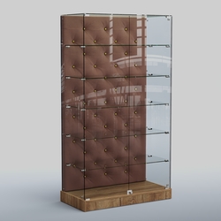 Низкая стеклянная витрина с КРЕМОВЫМ БАРХАТОМ ХП-505 (карета золото), Дуб канзас+03 M