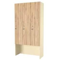 Шкаф для раздевалок СТАНДАРТ-СОЛО №3-3, Крем Вайс и Дуб Золотистый