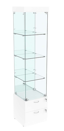 Витрина ХРУСТАЛЬ №4 стаканчик (задняя стенка - зеркало), Белый