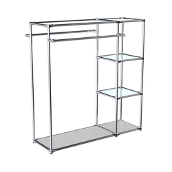 Хромированный стенд-вешало TD-41 №1-1 Хром с полками стекло 6мм, Серый