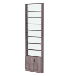 Стеллаж из ДСП с 8-ю полками 100x600 мм серии LEVEL-8 №1-1 (З/C - СТЕКЛО), Ясень Анкор темный