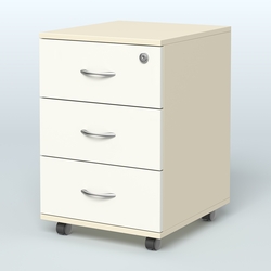 Тумба мобильная с 3 ящиками и замком Индиго Вуд, цвет дуб светлый + белый, Крем Вайс + Белый