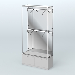 Торговая система ХРОМ (задняя стенка - зеркало) 1200 мм №3-3 с тумбой Т-15 и поручнями, Серый
