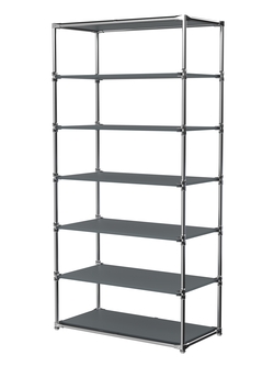 Пристенный торговый стеллаж ЛАЙТ с глубокими полками ДСП №4, Темно-Серый