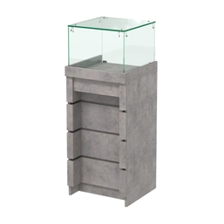 Торговый прилавок квадратный с утопленным фасадом №УФ-3-450, Бетон Чикаго светло-серый F186 ST9