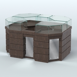 Торговый островок GOLD с зеркальным фасадом №1-1 (3,13 кв.м), Дуб Венге