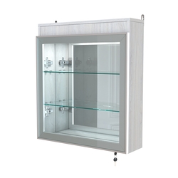 Витрина настенная №1-4А с подсветкой и зеркалом серии Collecto, Ясень Анкор светлый