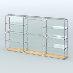 Торговая система ХРОМ (задняя стенка - стекло) 3600 мм с прозрачными полками и поручнями №1, Дуб Золотистый