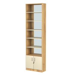 Стеллаж из ДСП с 5-ю полками 250x600 мм серии LEVEL-5 №4-2 (З/C - ЗЕРКАЛО), Дуб Золотистый и Крем Вайс