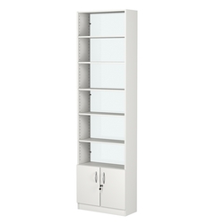 Стеллаж из ДСП с 5-ю полками 250x600 мм серии LEVEL-5 №4-1 (З/C - СТЕКЛО), Белый