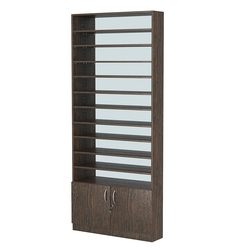 Стеллаж из ДСП с 10-ю полками 200x900 мм серии LEVEL-10 №10-2 (З/C - ЗЕРКАЛО), Дуб Венге