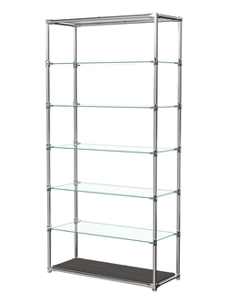 Пристенный торговый стеллаж ЛАЙТ с широкими стеклянными полками №3, Грейвуд