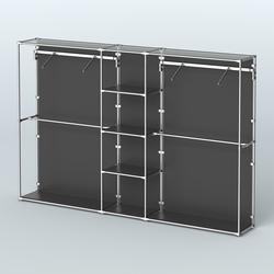 Торговая система ХРОМ (задняя стенка - ДСП) 3030 мм с полками ДСП и поручнями №12, Черный