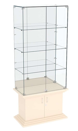 Витрина широкая с зеркалом и тремя полками ЦИТАДЕЛЬ №7, Крем Вайс