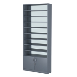 Стеллаж из ДСП с 8-ю полками 200x900 мм серии LEVEL-8 №10-2 (З/C - ЗЕРКАЛО), Темно-Серый