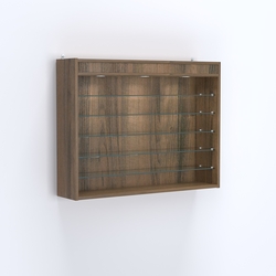 Витрина настенная №203-7Г открытая с пятью полками и фризом, Орех