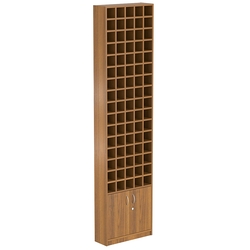 Торговый стеллаж с накопителем и ячейками для галстуков №2, Орех