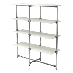 Хромированный стенд Прогресс №1-4 (с полками ДСП 16мм), Белый